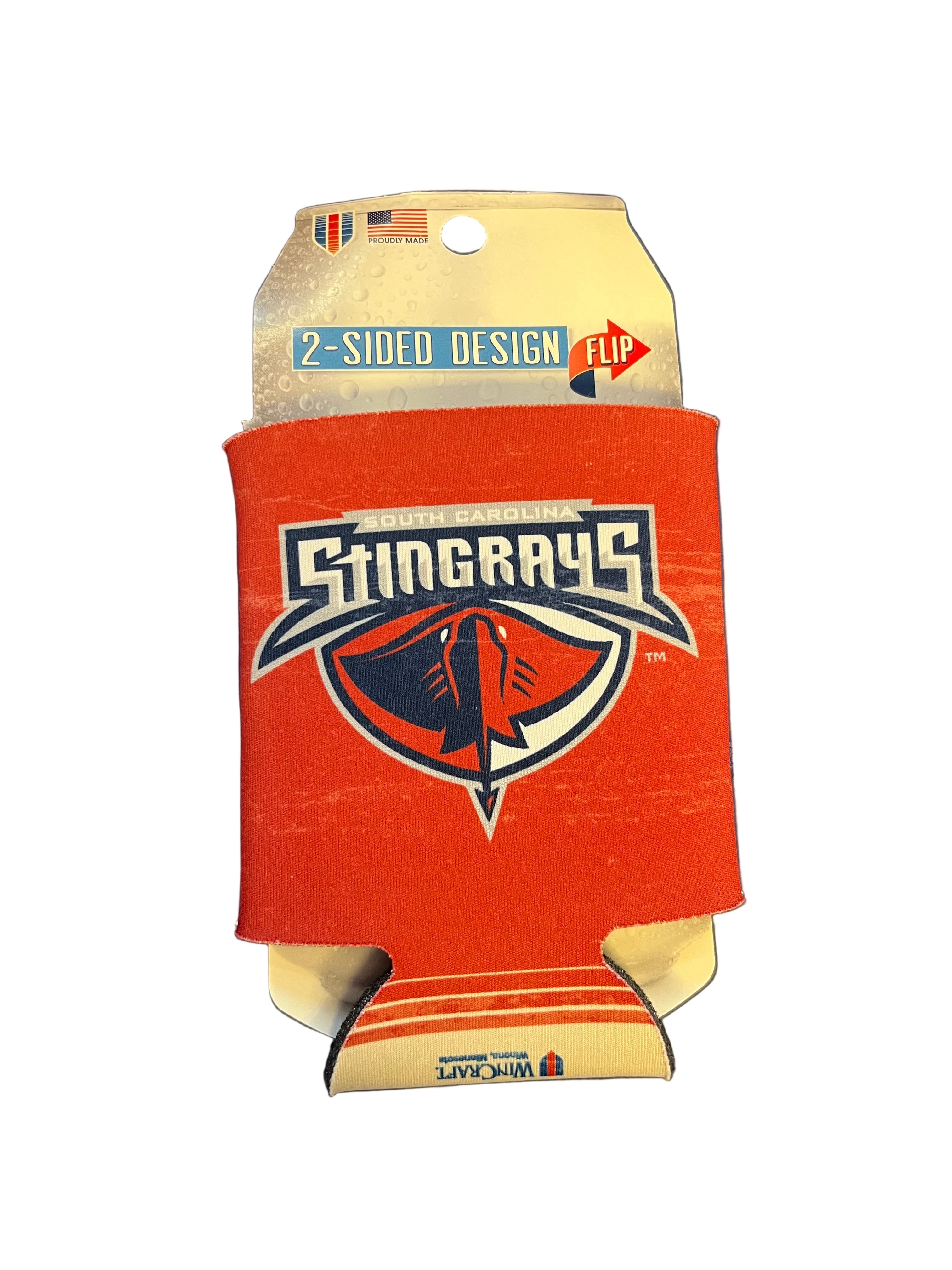 Can Cooler Beige and Red Koozie