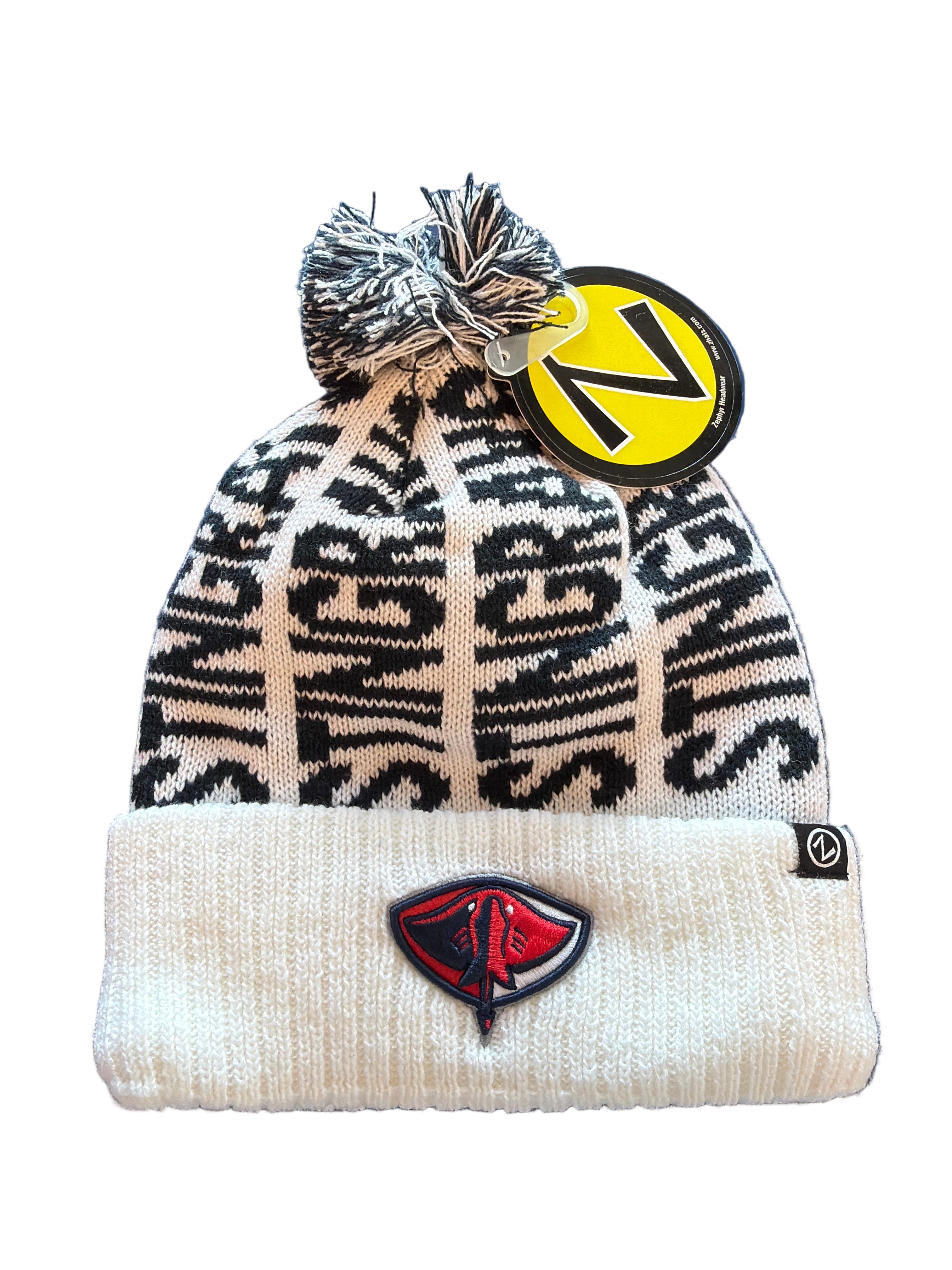 Zephyr White Knit Pom Beanie
