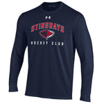 Load image into Gallery viewer, Navy Under Armour Hockey Club Performance Cotton L/S Tee
