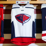 Load image into Gallery viewer, Adult White Athletic Knit Stingrays Replica Jersey
